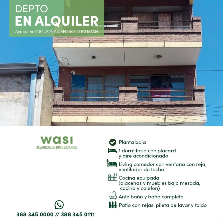 TUCUMAN DEPTO EN ALQUILER CENTRO