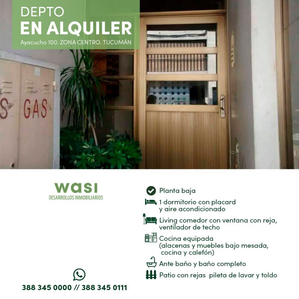 TUCUMAN DEPTO EN ALQUILER CENTRO