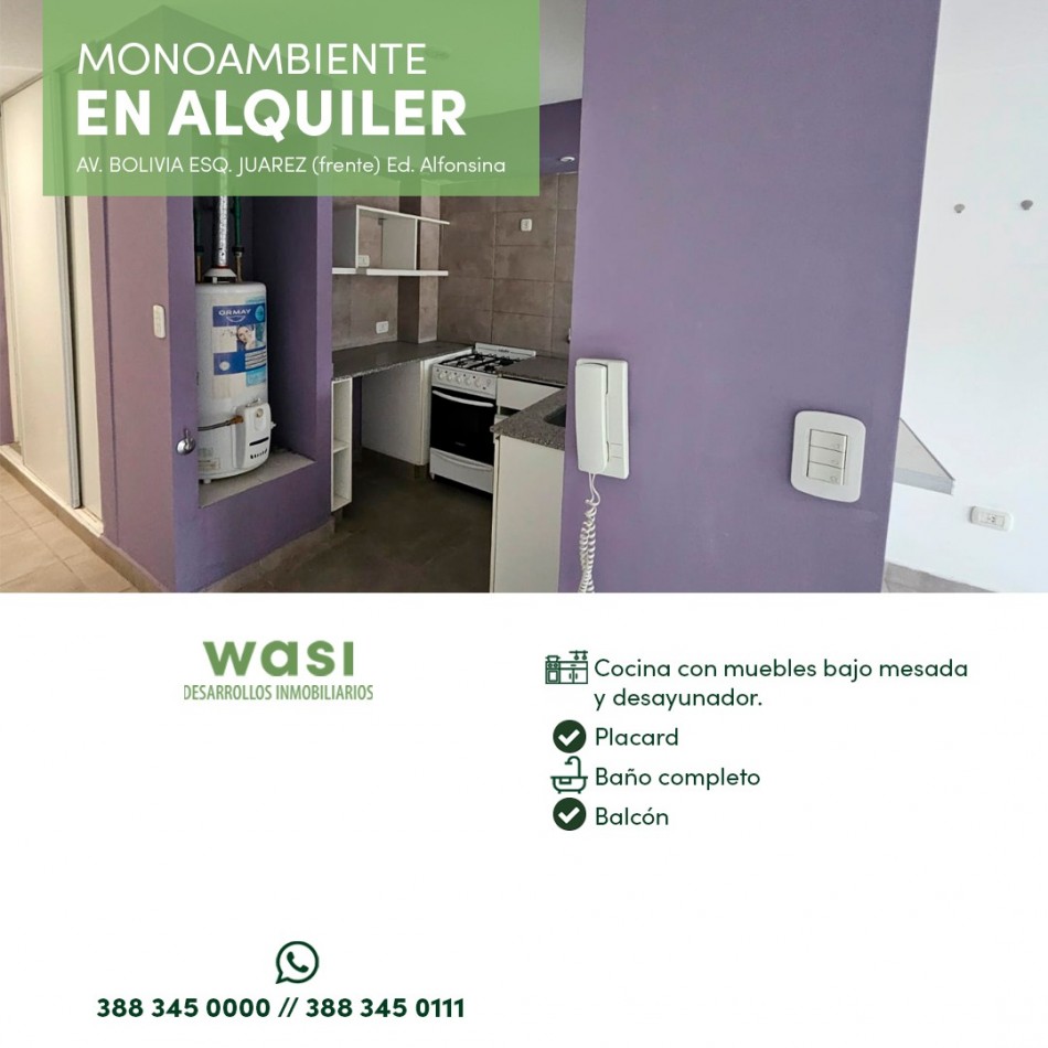 ALQUILER MONOAMBIENTE HUAICO