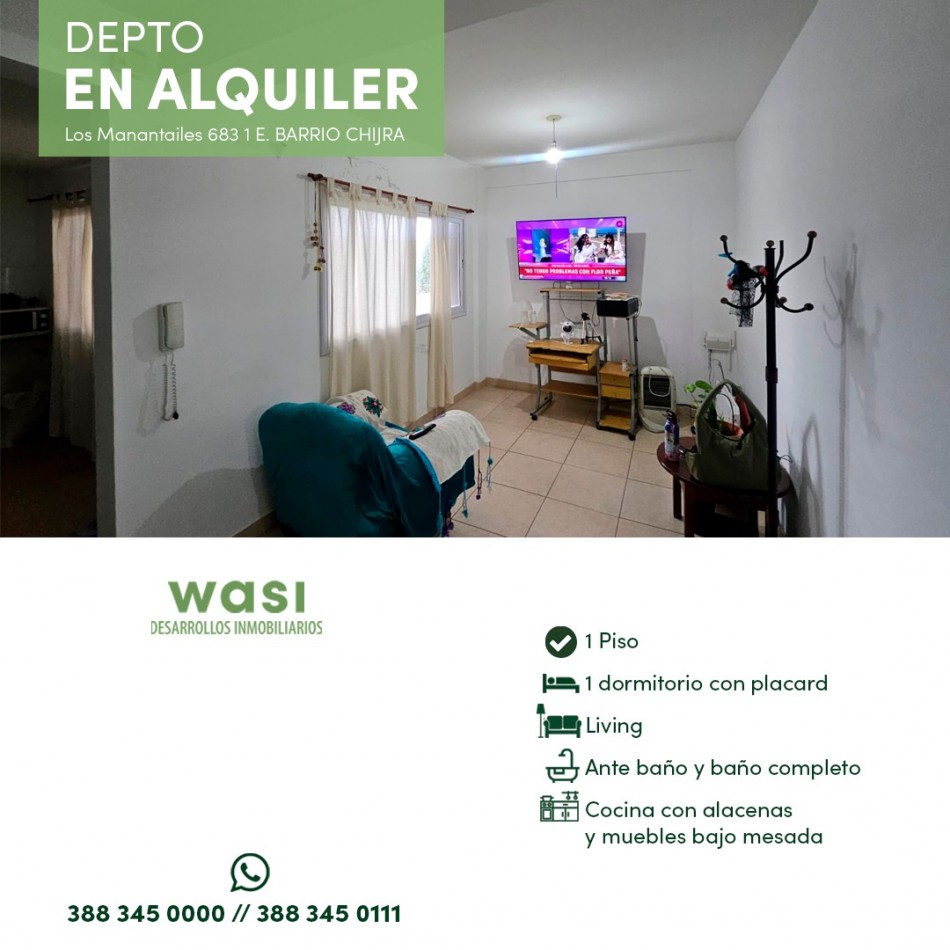 Alquiler Depto 1 dorm Chijra