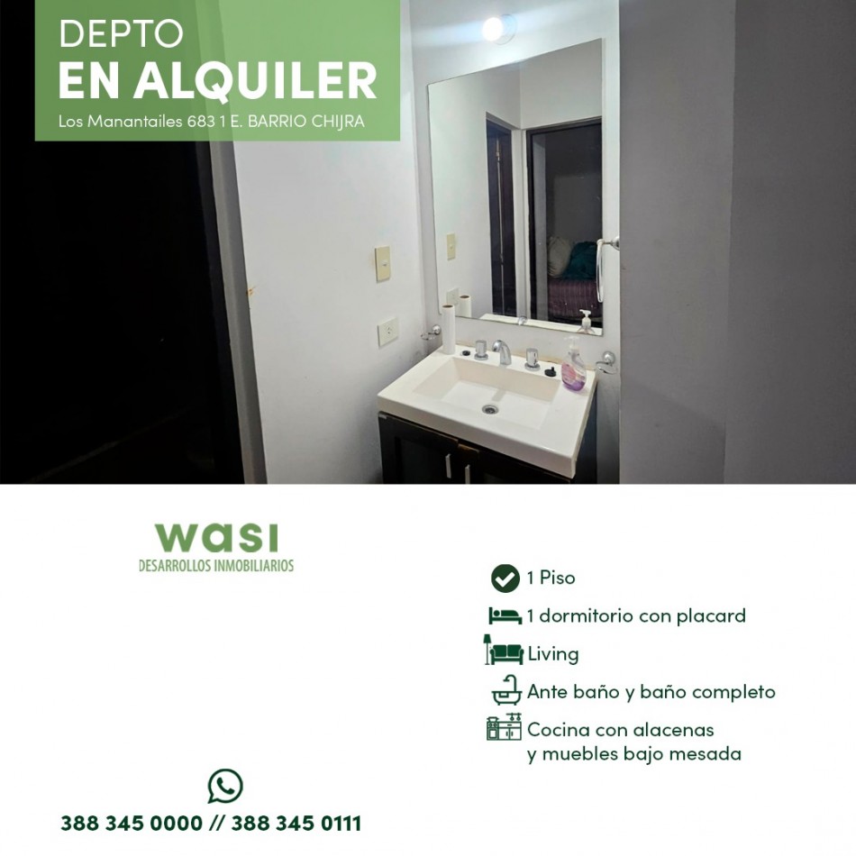 Alquiler Depto 1 dorm Chijra